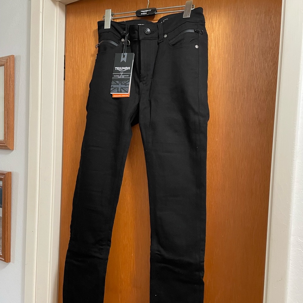Triumph Motorcycle women’s riding jeans.  Black.  Size 30.